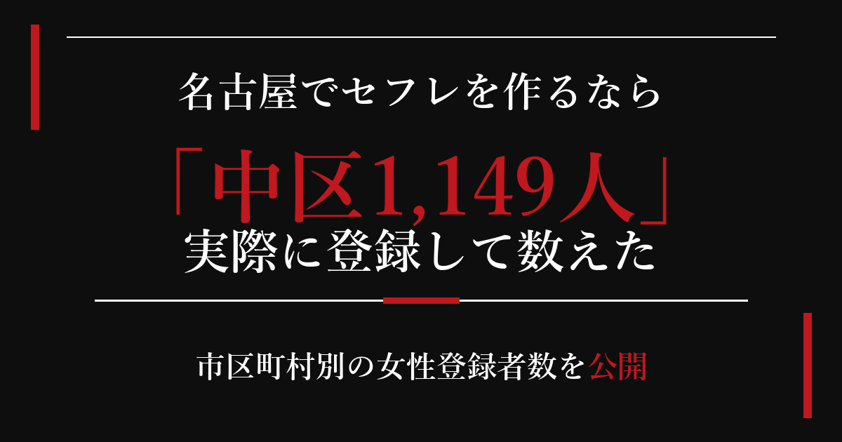 名古屋でセフレを作るなら／中区1,149人