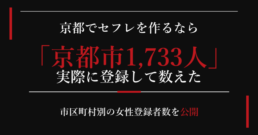 京都でセフレを作るなら／京都市1,733人