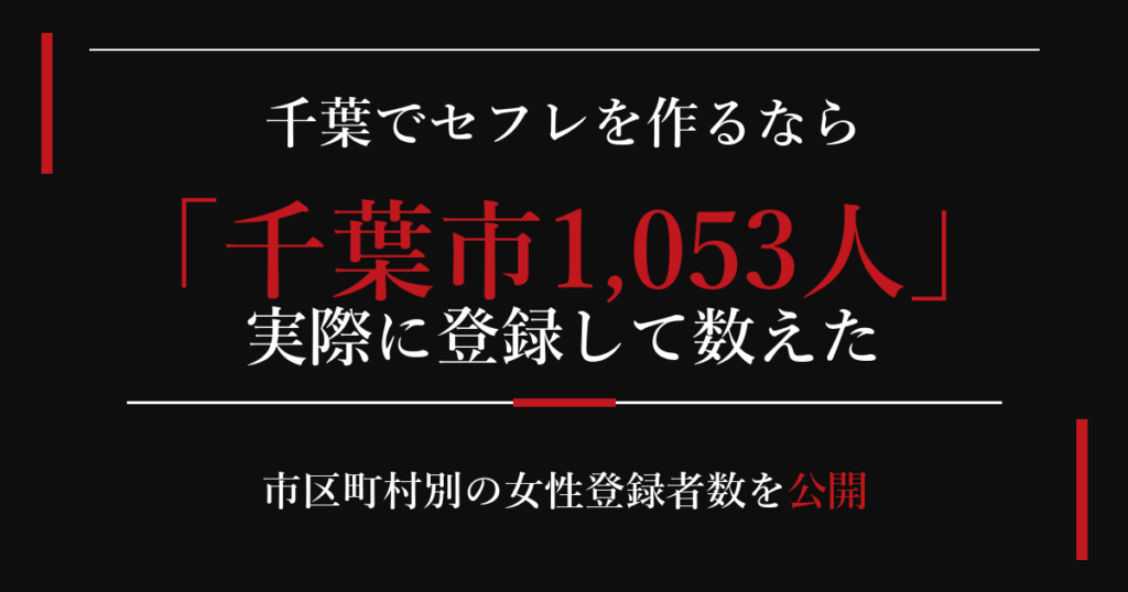 千葉でセフレを作るなら／千葉市1,053人