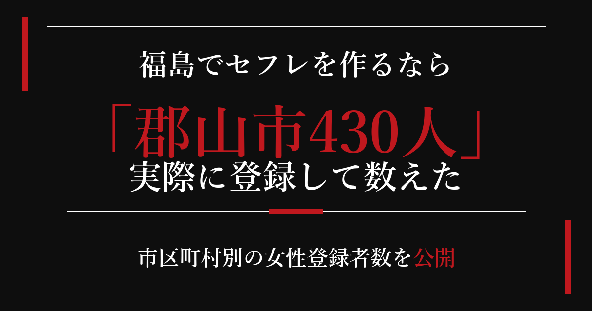 福島でセフレを作るなら／郡山市430人