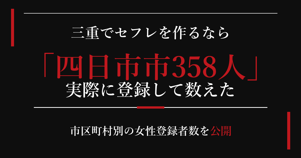 三重でセフレを作るなら/四日市市358人