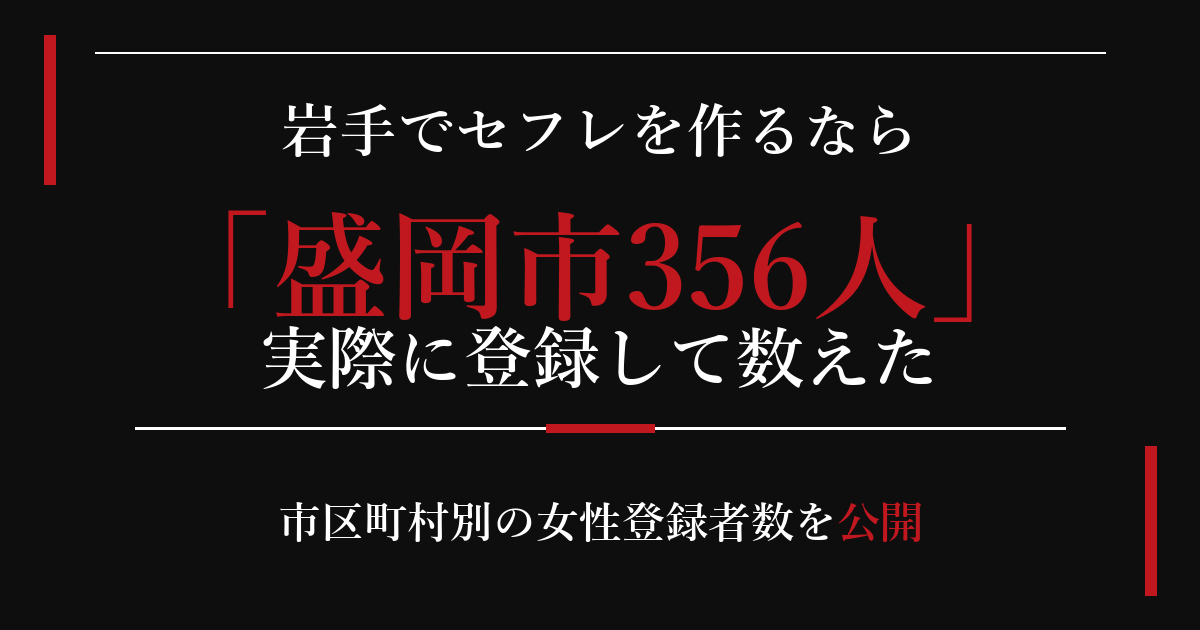 岩手でセフレを作るなら/盛岡市356人